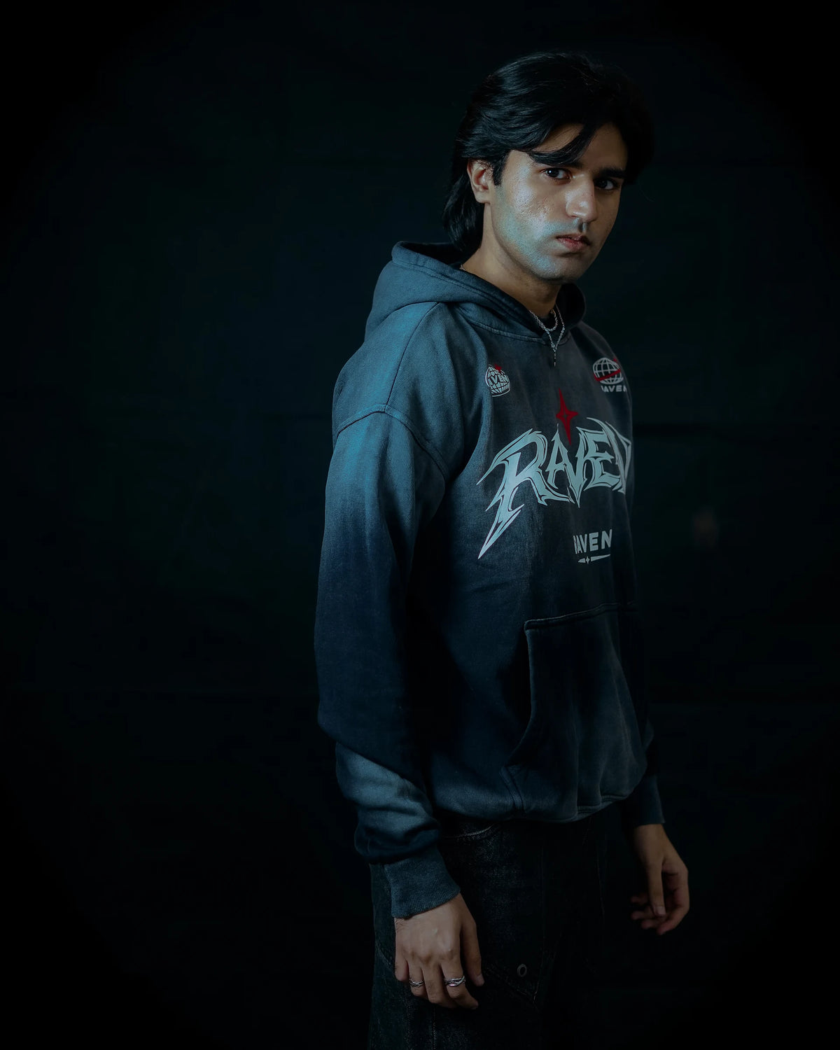 Raven Attire Bloodline oversized hoodie in faded grey