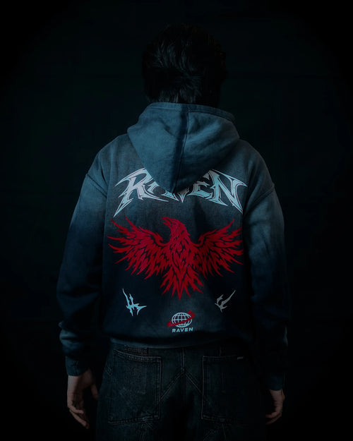 Raven Attire Bloodline oversized hoodie in faded grey
