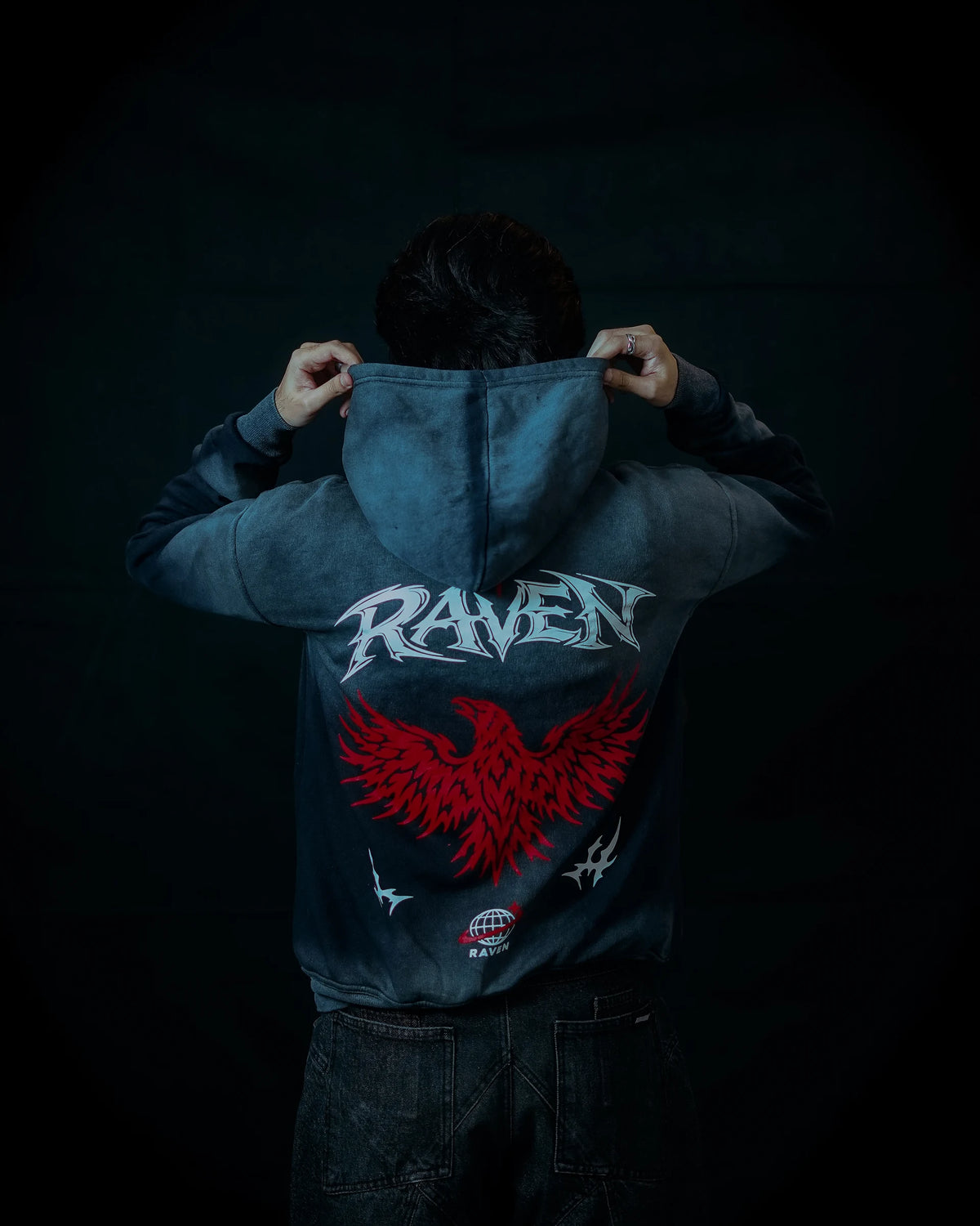 Raven Attire Bloodline oversized hoodie in faded grey