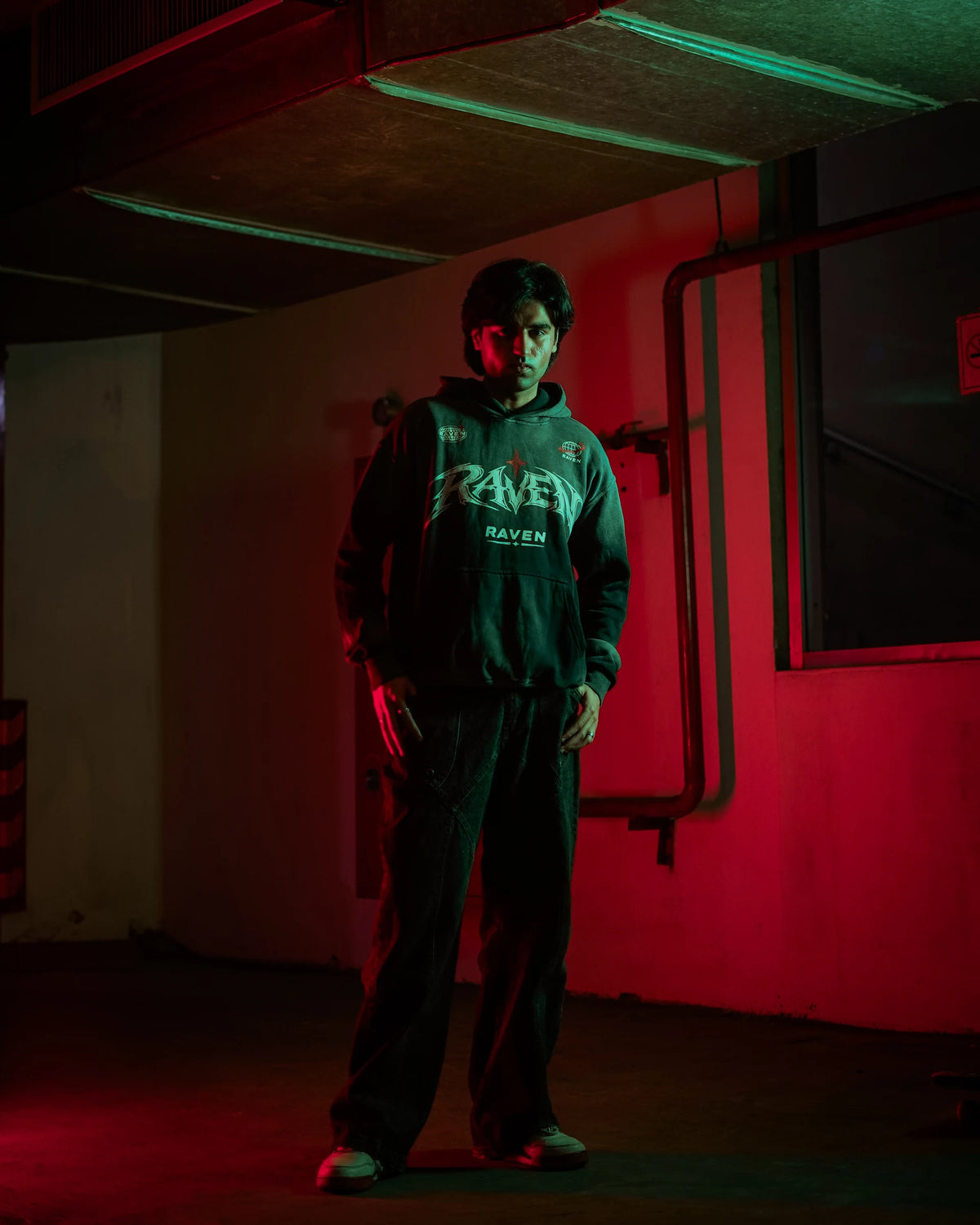 Raven Attire Bloodline oversized hoodie in faded grey