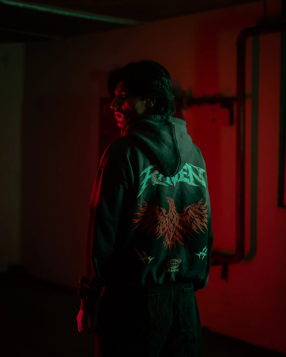 Raven Attire Bloodline oversized hoodie in faded grey