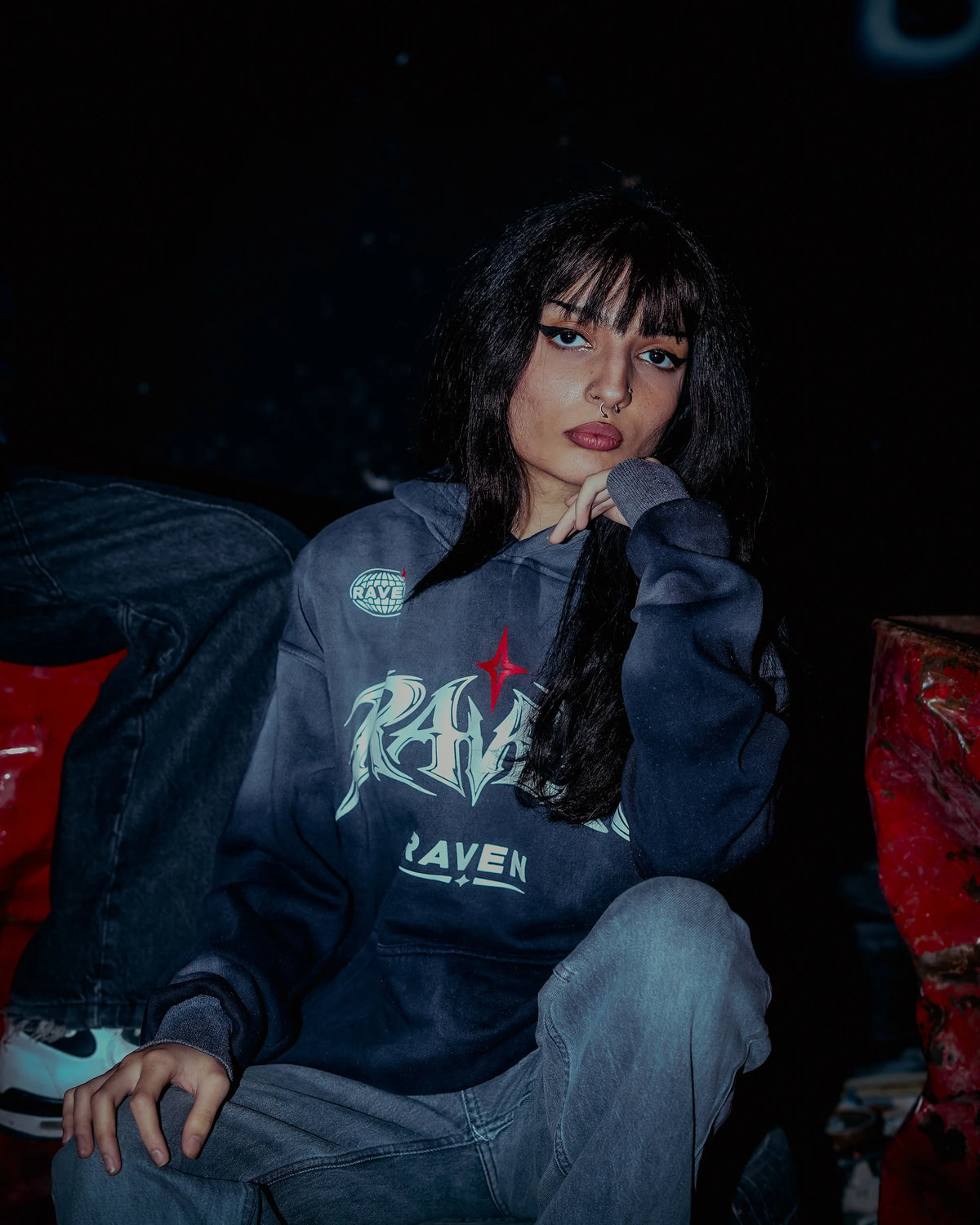 Raven Attire Bloodline oversized hoodie in faded grey