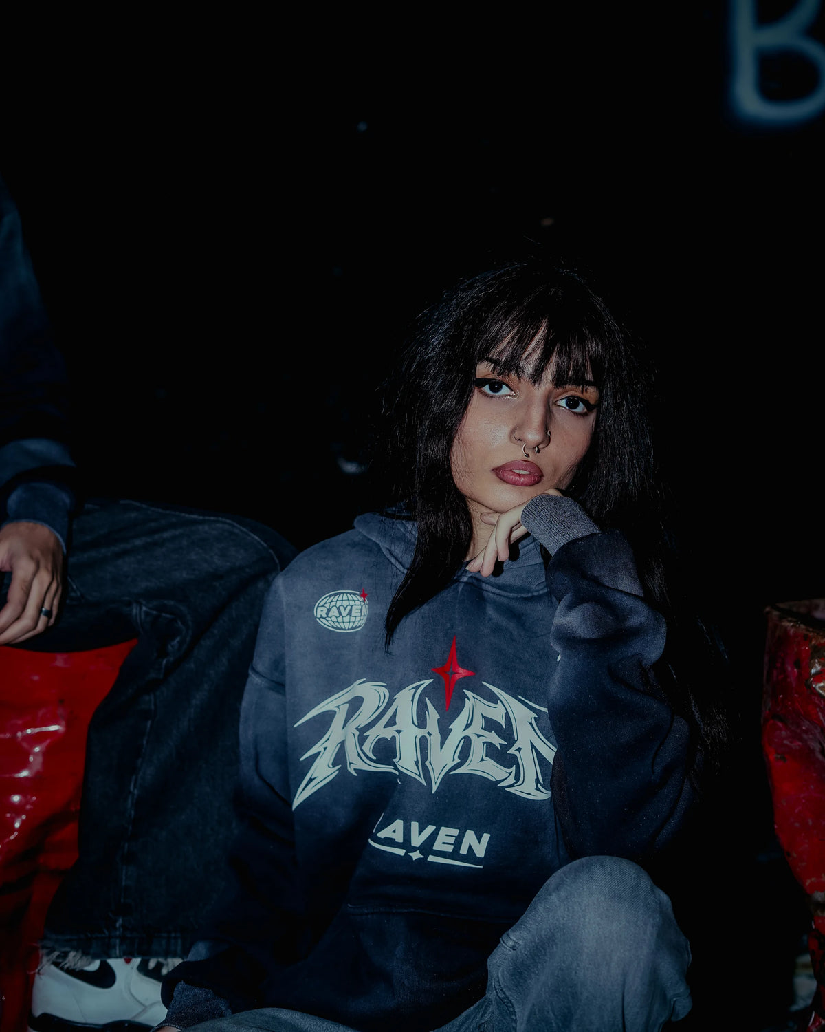 Raven Attire Bloodline oversized hoodie in faded grey