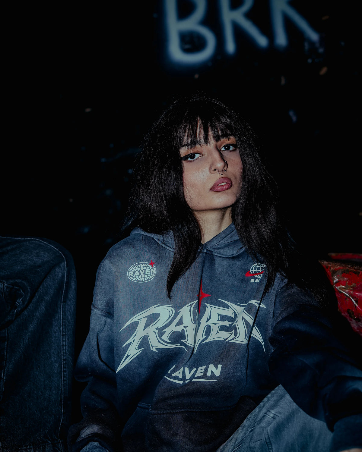 Raven Attire Bloodline oversized hoodie in faded grey