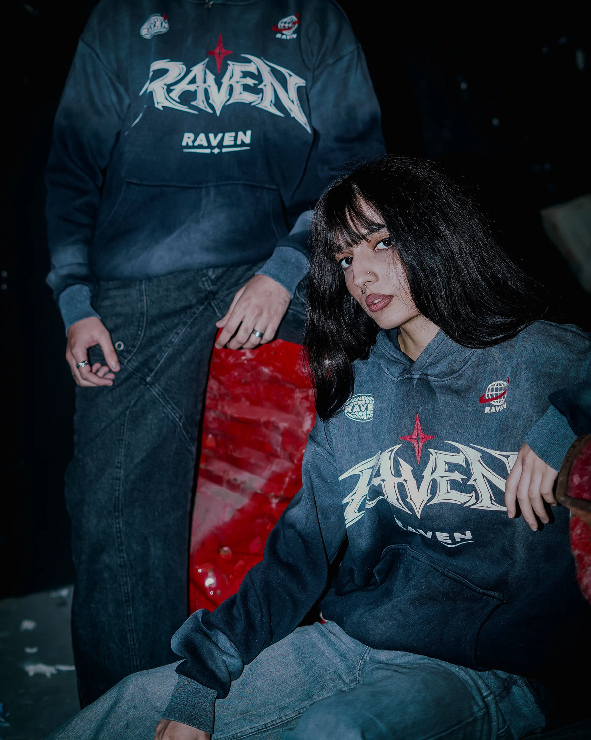 Raven Attire Bloodline oversized hoodie in faded grey