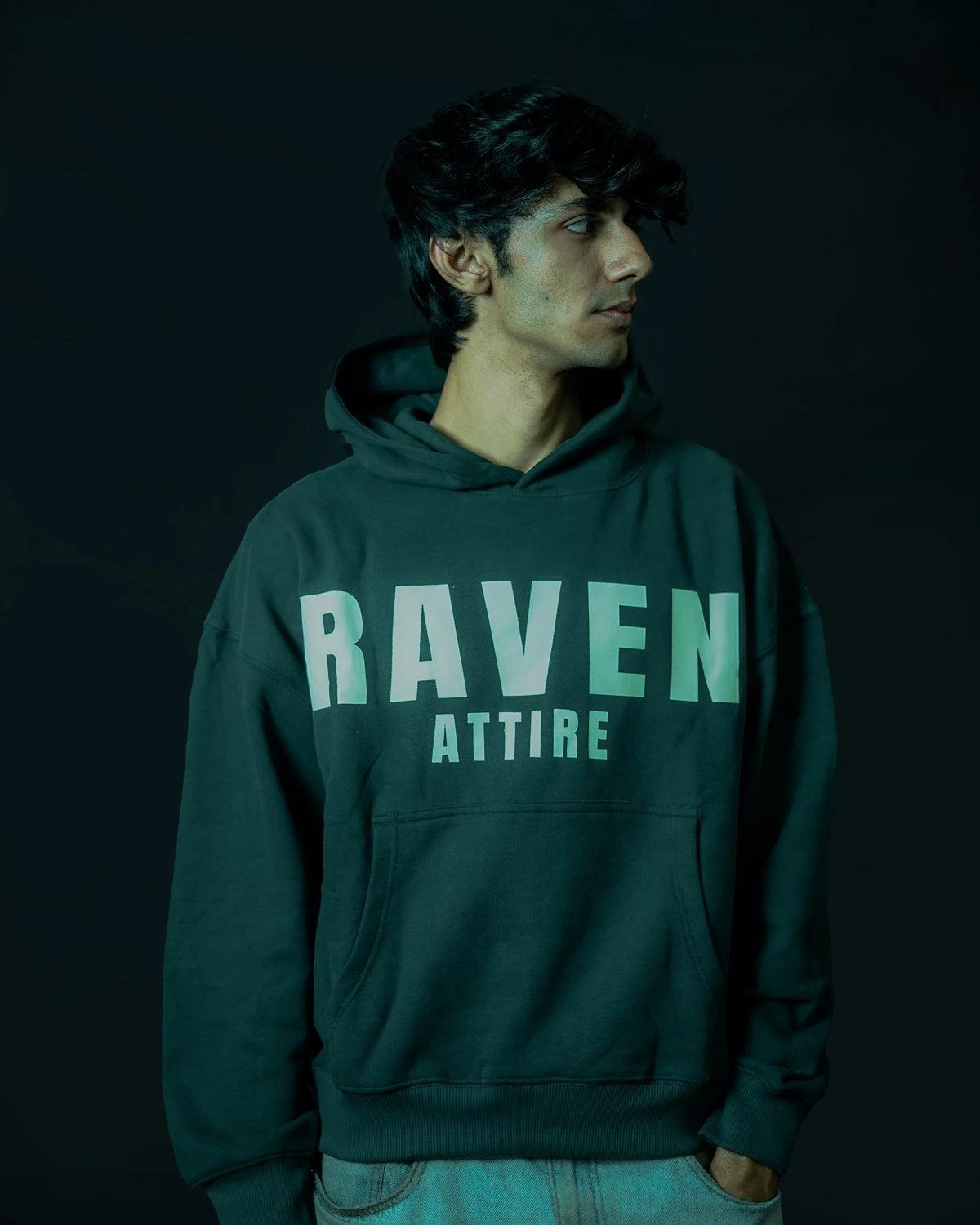 Raven Attire Daydreamer oversized hoodie in dark green