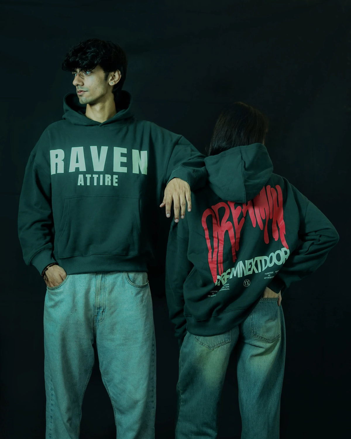 Raven Attire Daydreamer oversized hoodie in dark green