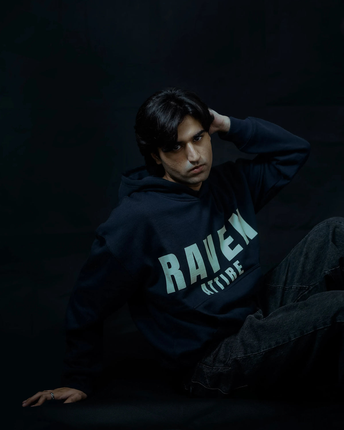 Raven Attire Milestone oversized hoodie in navy