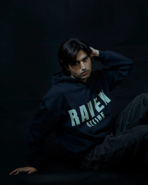 Raven Attire Milestone oversized hoodie in navy