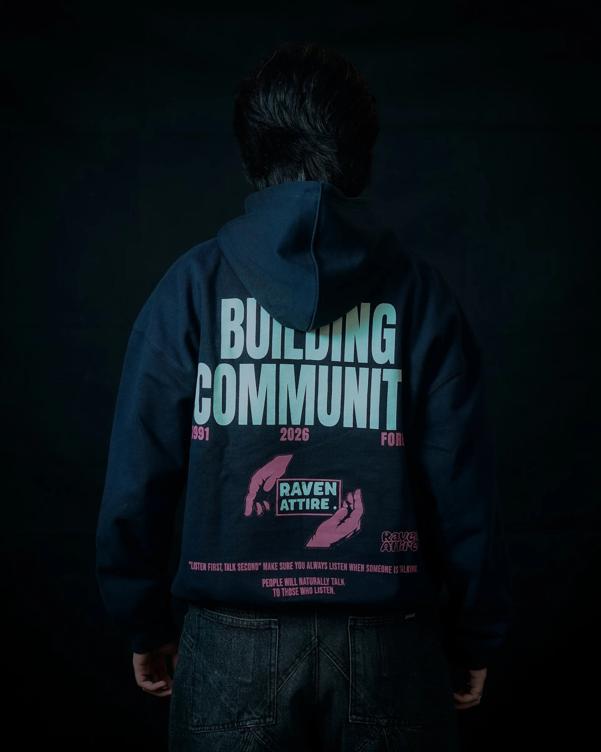 Raven Attire Milestone oversized hoodie in navy
