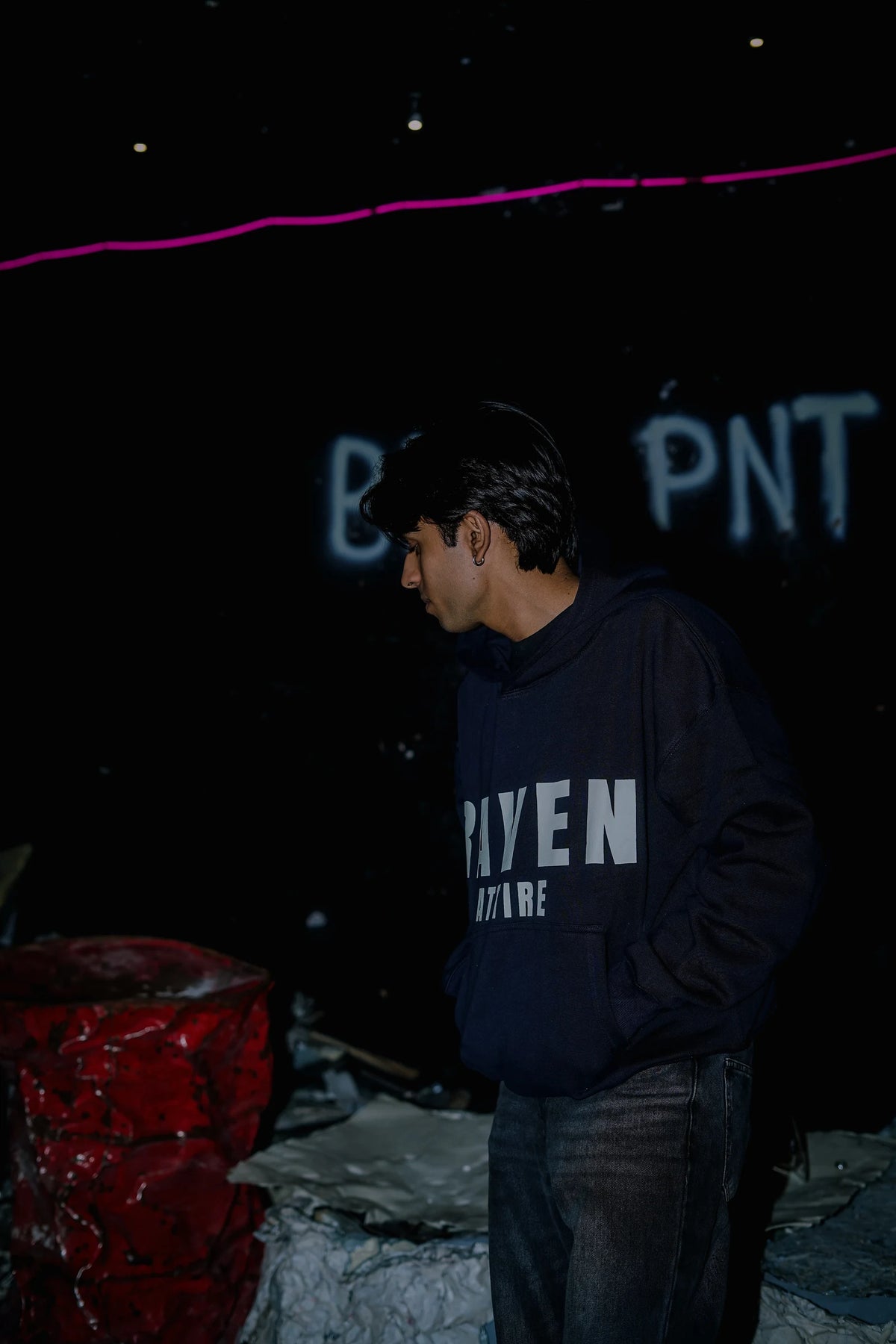 Raven Attire Milestone oversized hoodie in navy