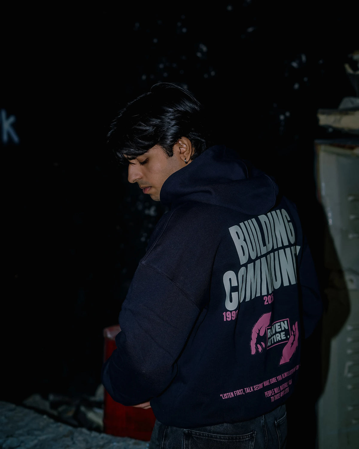 Raven Attire Milestone oversized hoodie in navy